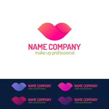 化妆标志组成的嘴唇不同颜色集