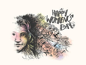 快乐的女人一天的问候卡设计