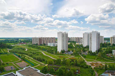 顶视图的泽廖诺格勒，俄罗斯的一条大街