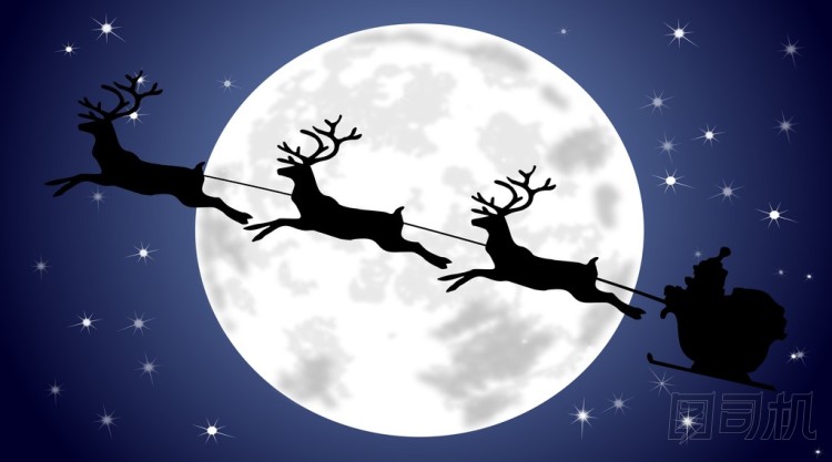 圣誕老人駕駛他的雪橇