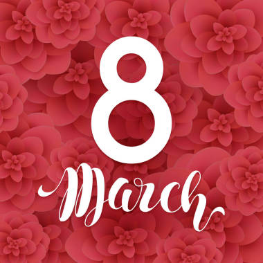3 月 8 日。祝您母親節(jié)快樂。婦女節(jié)快樂。粉紅色的剪紙花問候卡。時尚的設(shè)計模板。折紙花假日背景矢量圖