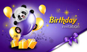 与熊猫生日邀请卡图片