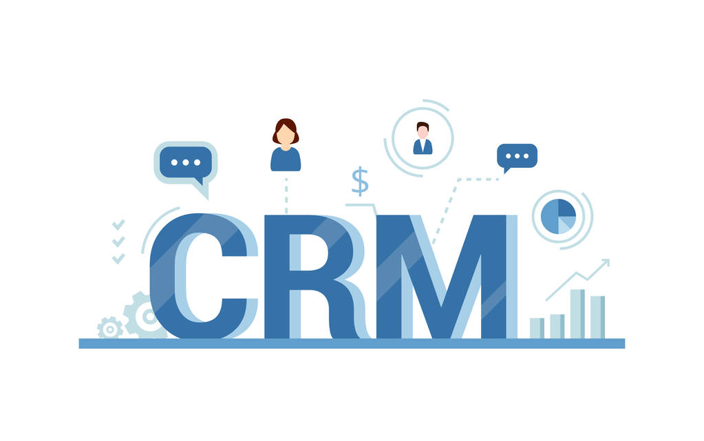 与客户，Crm 概念上工作的数据组织。客户关系管理矢量图