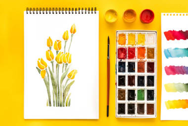 绘图、 颜料和画笔图片