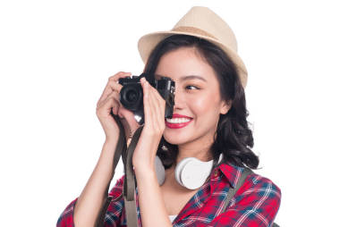 亞洲女性旅行者拍照