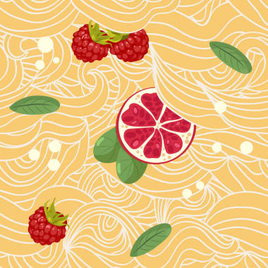 模式與石榴和覆盆子圖片