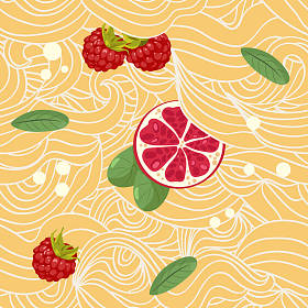 模式与石榴和覆盆子图片