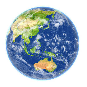 澳大拉西亚上白色孤立的地球上