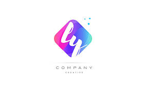 ly l y 粉色蓝色菱形抽象手写公司字母 l