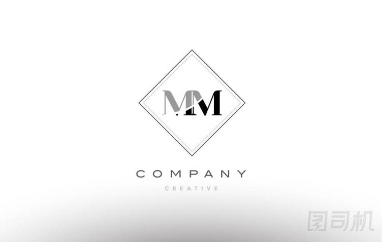 mm m m 復(fù)古老式黑白色字母字母徽標(biāo)