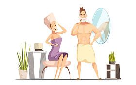 头发去除脱毛家庭卡通插图