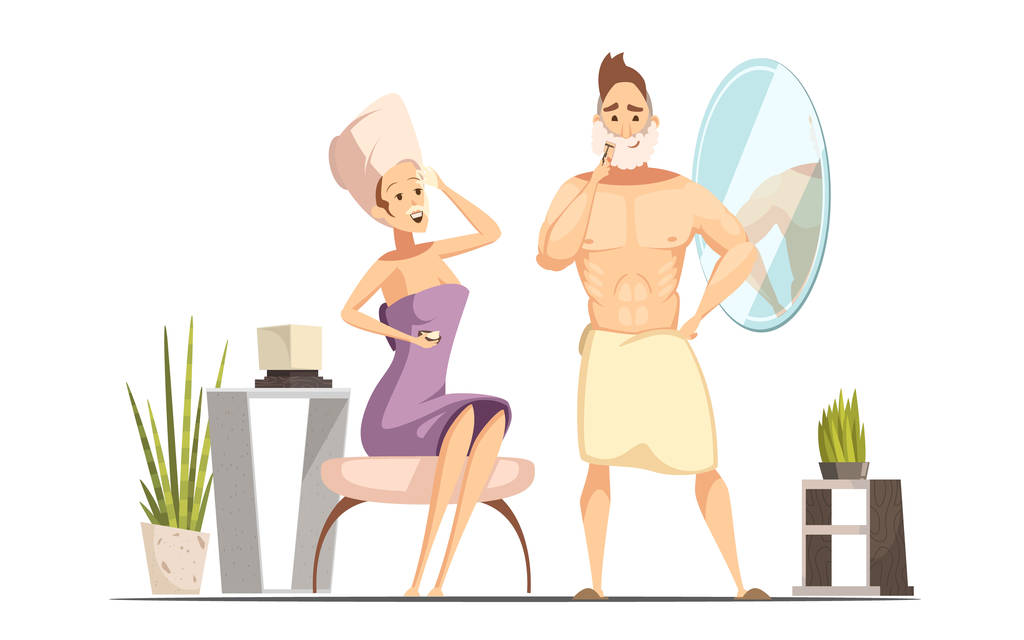 头发去除脱毛家庭卡通插图