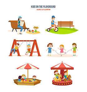 与孩子们在新鲜的空气，骑自行车，环形交通枢纽散步