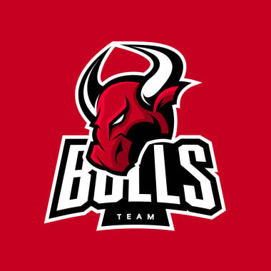 红色背景上孤立的愤怒的公牛运动矢量标志概念