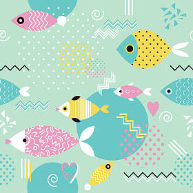 用几何鱼模式图片