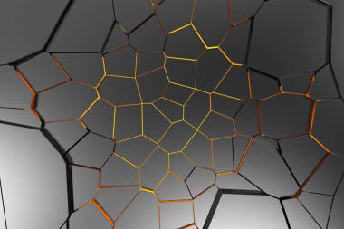 黑色的斷裂的表面，用彩色發(fā)光線條