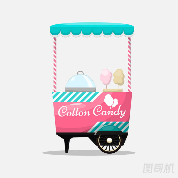 棉花糖車，車輪、 零售、 糖果和 confectio 報(bào)亭