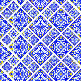 葡萄牙 azulejo 瓷砖。水彩的无缝模式