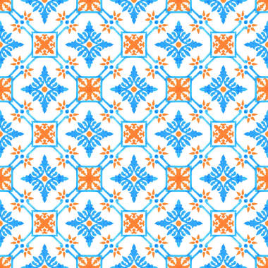 葡萄牙 azulejo 瓷磚。水彩的無縫模式