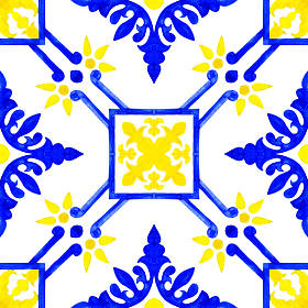 葡萄牙 azulejo 瓷砖。水彩的无缝模式