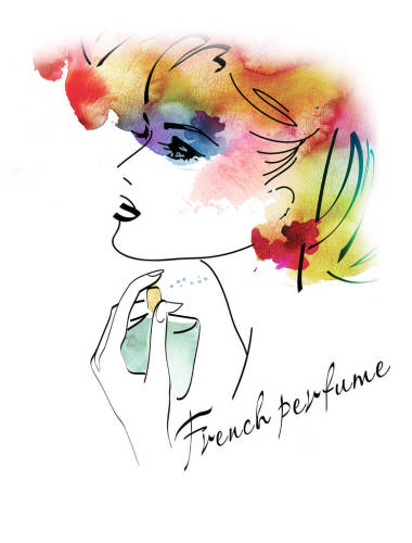 香水瓶的年輕女子照片