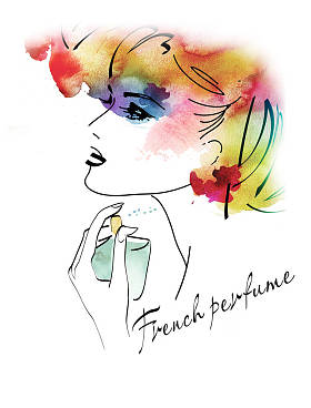 香水瓶的年轻女子照片