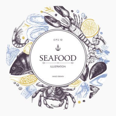 海鲜卡或传单设计