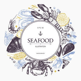 海鲜卡或传单设计