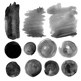 设置的水彩斑点在肮脏的灰色