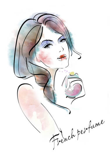 香水瓶的年輕女子圖片