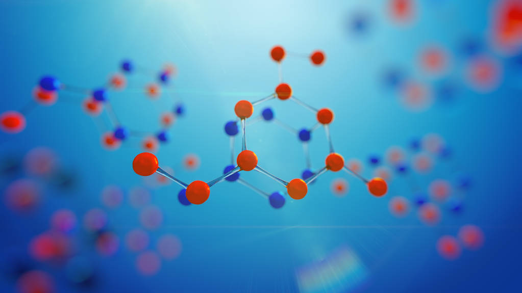 分子模型的三维图。原子与分子科学背景