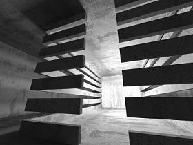 黑暗的空房间具体的生锈的墙