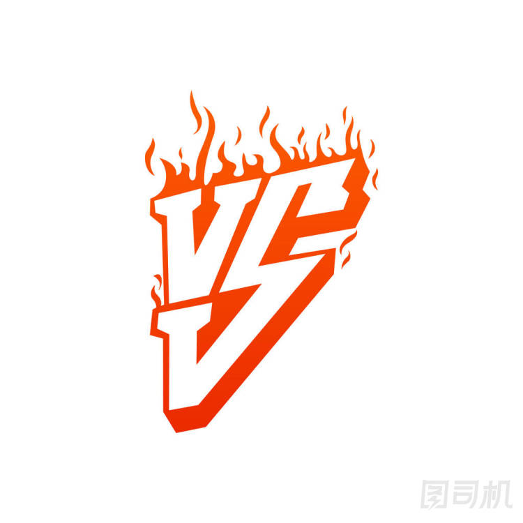 與火幀和 vs 字母?；鹧?Vs 決斗和對(duì)抗。孤立在白色背景上的平插圖