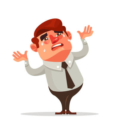 商人辦公室工人字符哭。金融危機(jī)。矢量平面卡通插畫