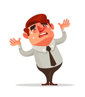 商人办公室工人字符哭。金融危机。矢量平面卡通插画