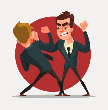 商人字符而战。矢量平面卡通插画