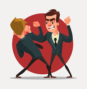 商人字符而战。矢量平面卡通插画