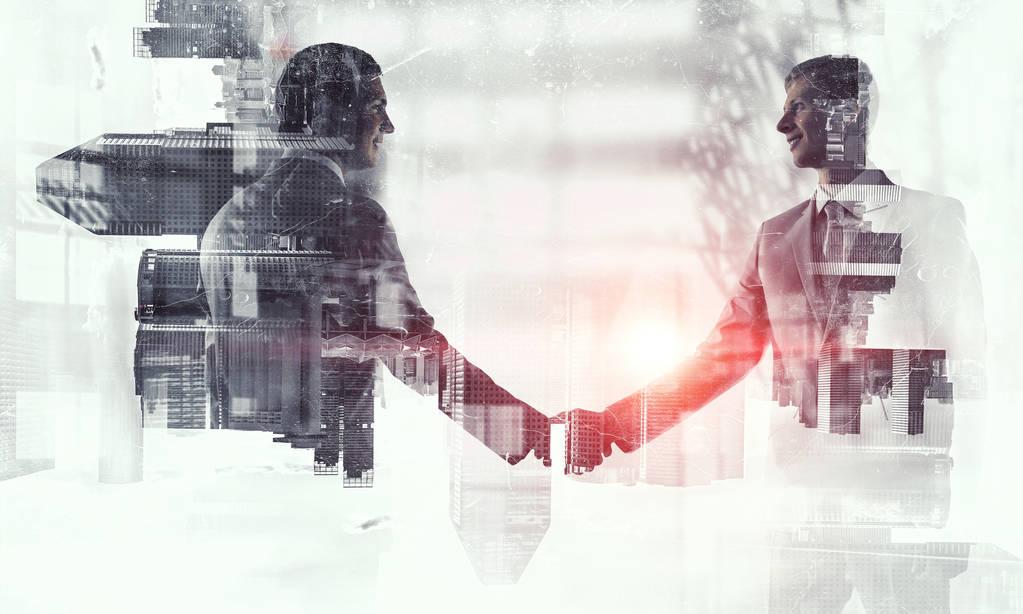 与大企业的合并。混合媒体图片 与大企业的合并。混合媒体图片