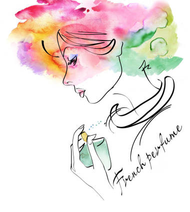 香水瓶的年輕女子圖片