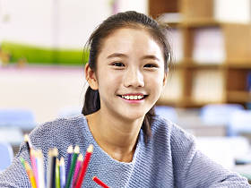 亚洲小学学生的肖像