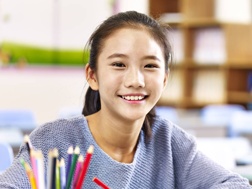 亚洲小学学生的肖像