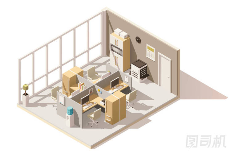 矢量等距低聚辦公室室