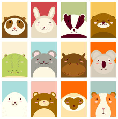 橫幅與可愛的小動物設(shè)置圖片