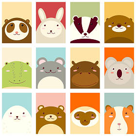 横幅与可爱的小动物设置图片