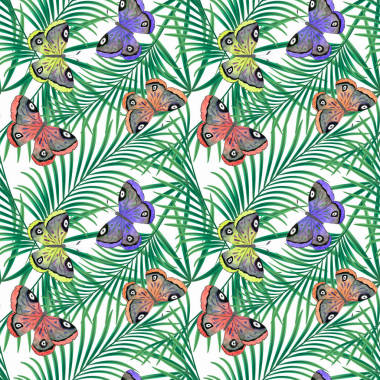 無(wú)縫水彩圖案與蝴蝶