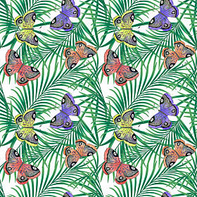 无缝水彩图案与蝴蝶