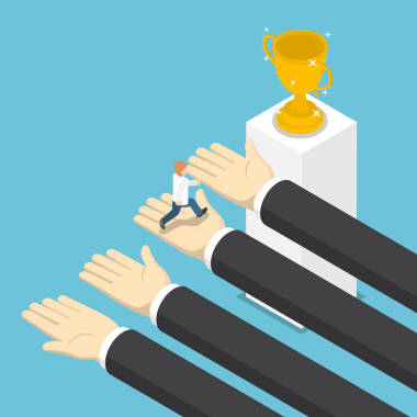 等距的大手有助于成功的商人照片