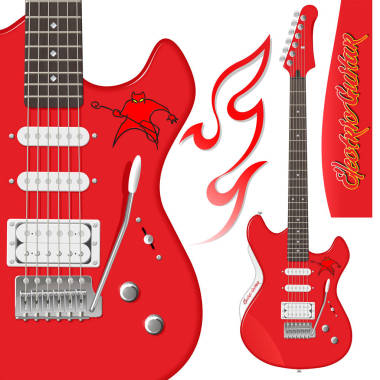 紅色的電吉他的詳細的圖紙