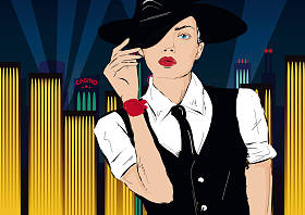 素描风格的时尚女孩