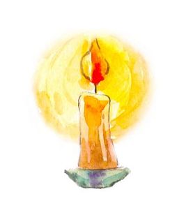 蜡烛在水彩画。神秘的形象。占卜的象